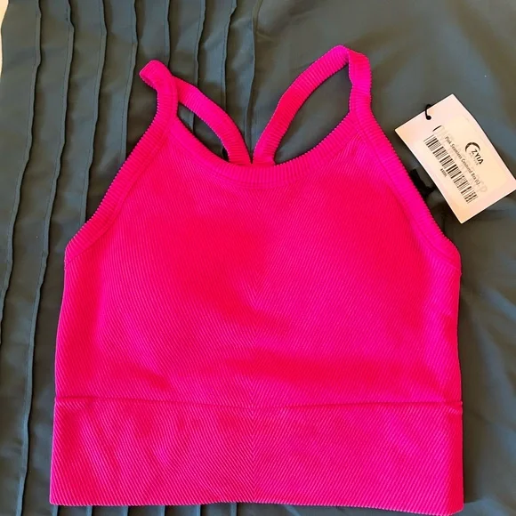 ZYIA Bright Pink Ribbed Top - Picture 2 of 4
